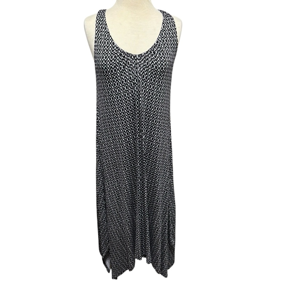 Anne Klein Black White Geometric S Midi Dress Sleeveless S #250
